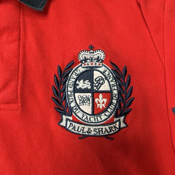 Paul & Shark Yachting Polo Shirt Mens Medium Short Sleeve Red Blue - Picture 4 of 7